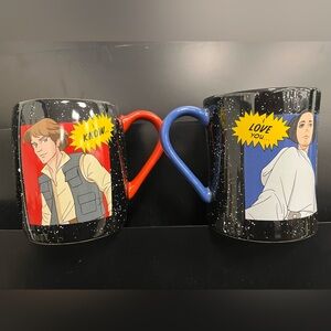 Star Wars “I Love You / I Know” Mug Set Han Solo Leia Heart Handles